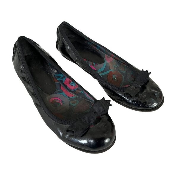 Marc By Marc Jacobs Black Patent Leather Ballet Flats w/ Grosgrain Bow 37.5 US 7 - Picture 1 of 10
